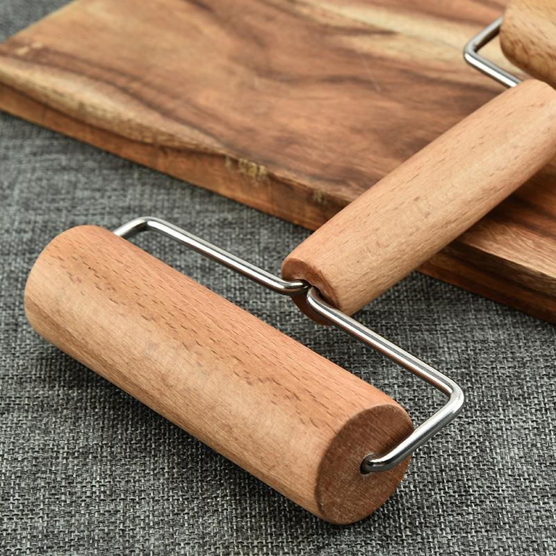 Dřevěný váleček na těsto/pizzu, váleček na těsto a pizzu, váleček, váleček na těsto na pečení a vaření, nepřilnavý, snadno ovladatelný, Su