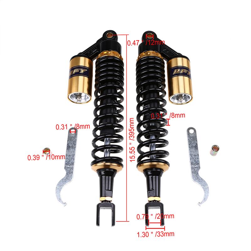 

395mm Motorcycle Nitrogen Rear Suspension Shock Absorber Spring Replacement Kit Universal Fit for Most Motorcycles