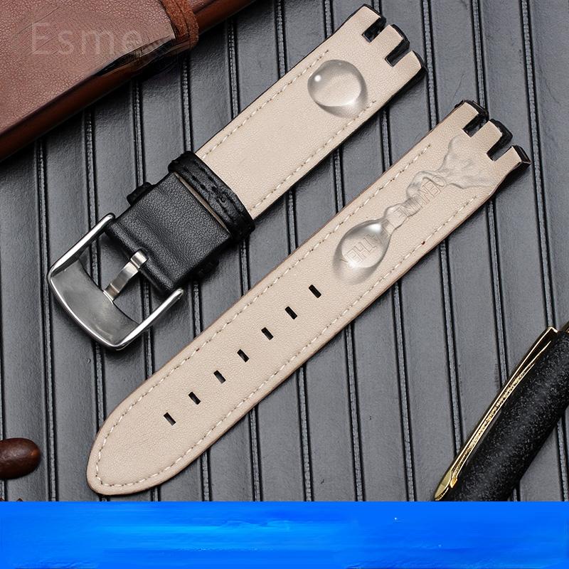 Für Swatch Yts401 402403g Wasserdicht Schweißfest Bogenförmige Schnittstelle Uhrenarmband Zubehör 20mm Echtes Leder Uhrenarmband