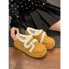 White velvet thickened warm thick-soled snow cotton shoes for women to wear in winter, retro all-inclusive Birkenstocks