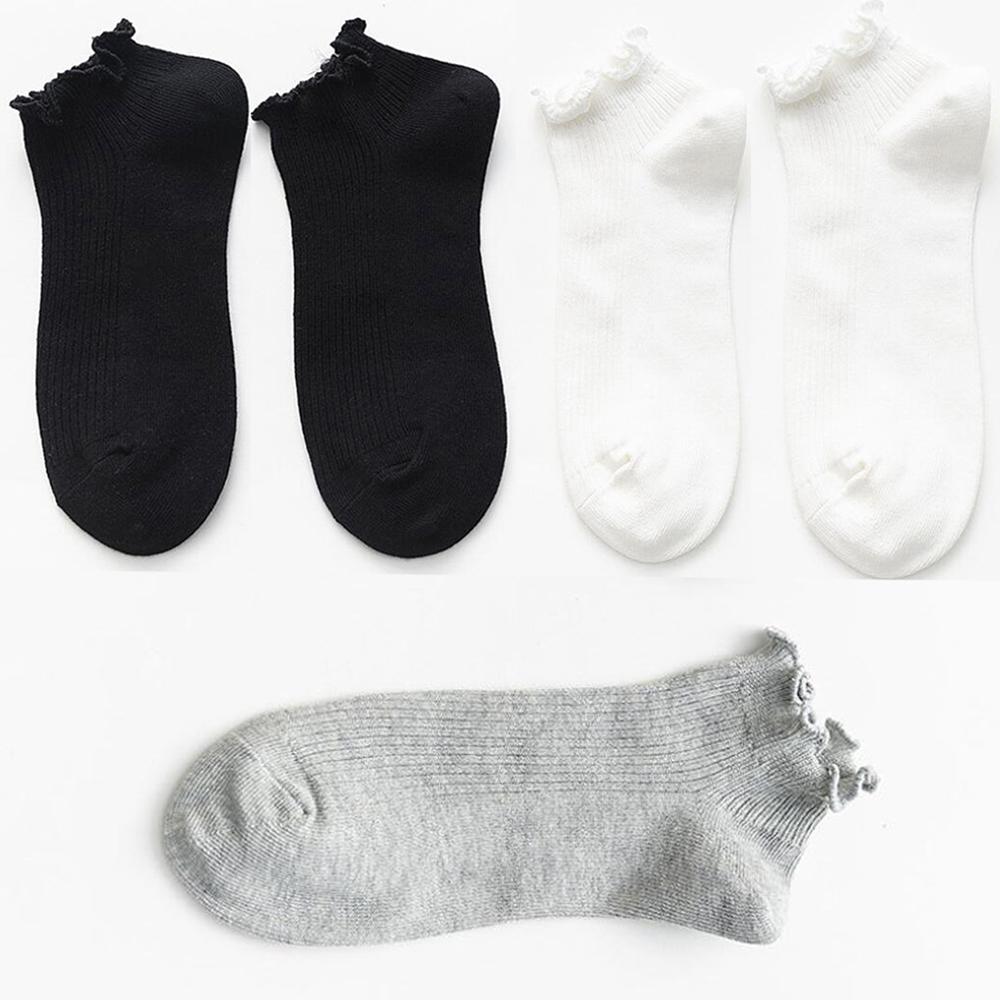 5 Paar Niedliche Socken für Damen mit Liebesherz-Print, Japanische Schlichtheit, Elegante Damen-Kurzsocken, Weich, Atmungsaktiv