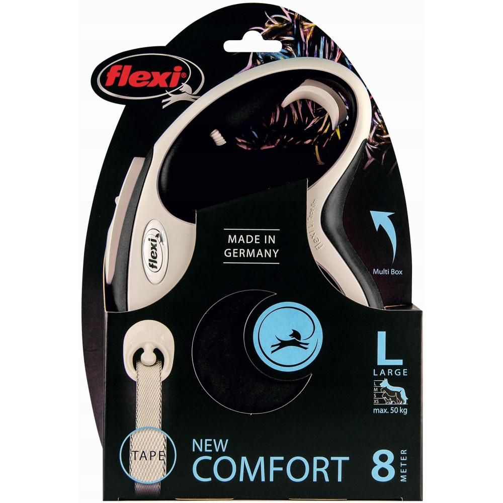 FLEXI New Comfort automatic dog leash L 8 m, black