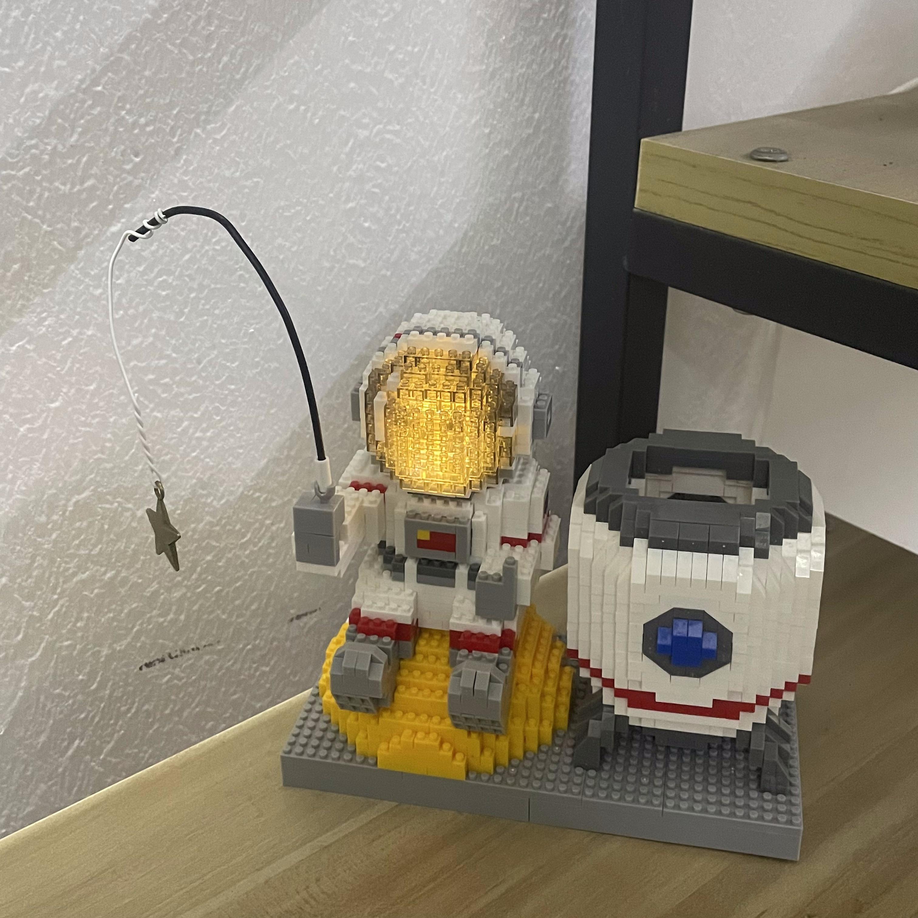 Wucifang Bags Unisex Light Knew Built Luminous Astronaut Moon Micro Brick Building Blocks Set With Led Educational Stem Toy For Adults