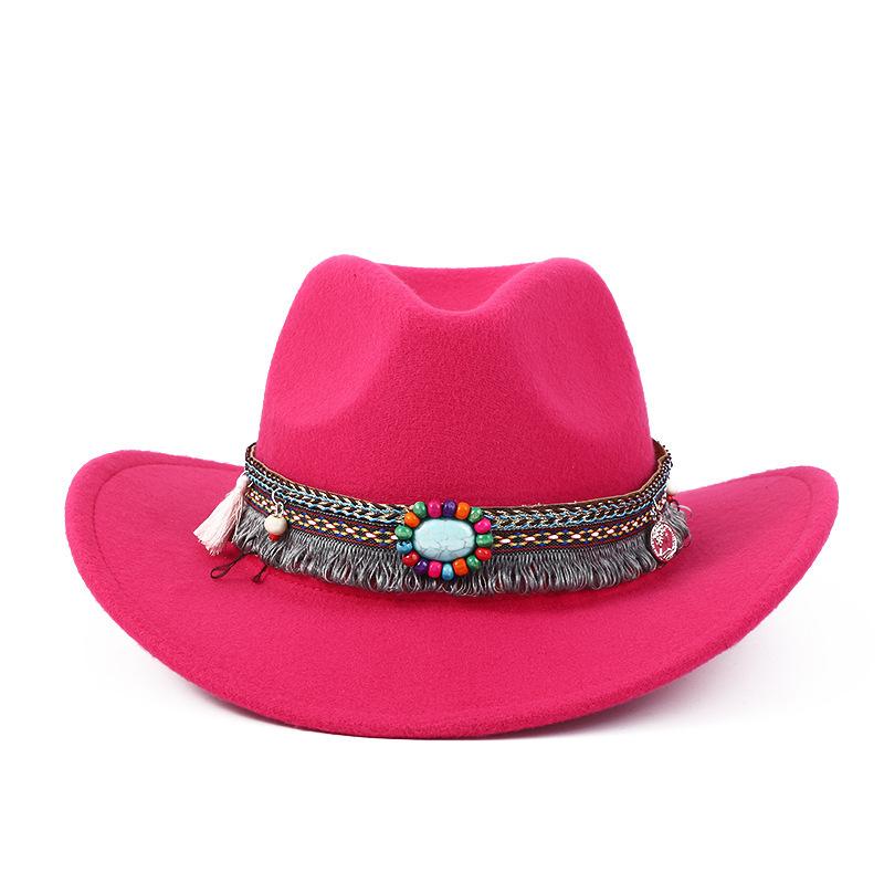 New Western Cowboy Hat Top Hat Jazz Hat Big Brim Ethnic Style Cowboy Felt Hat