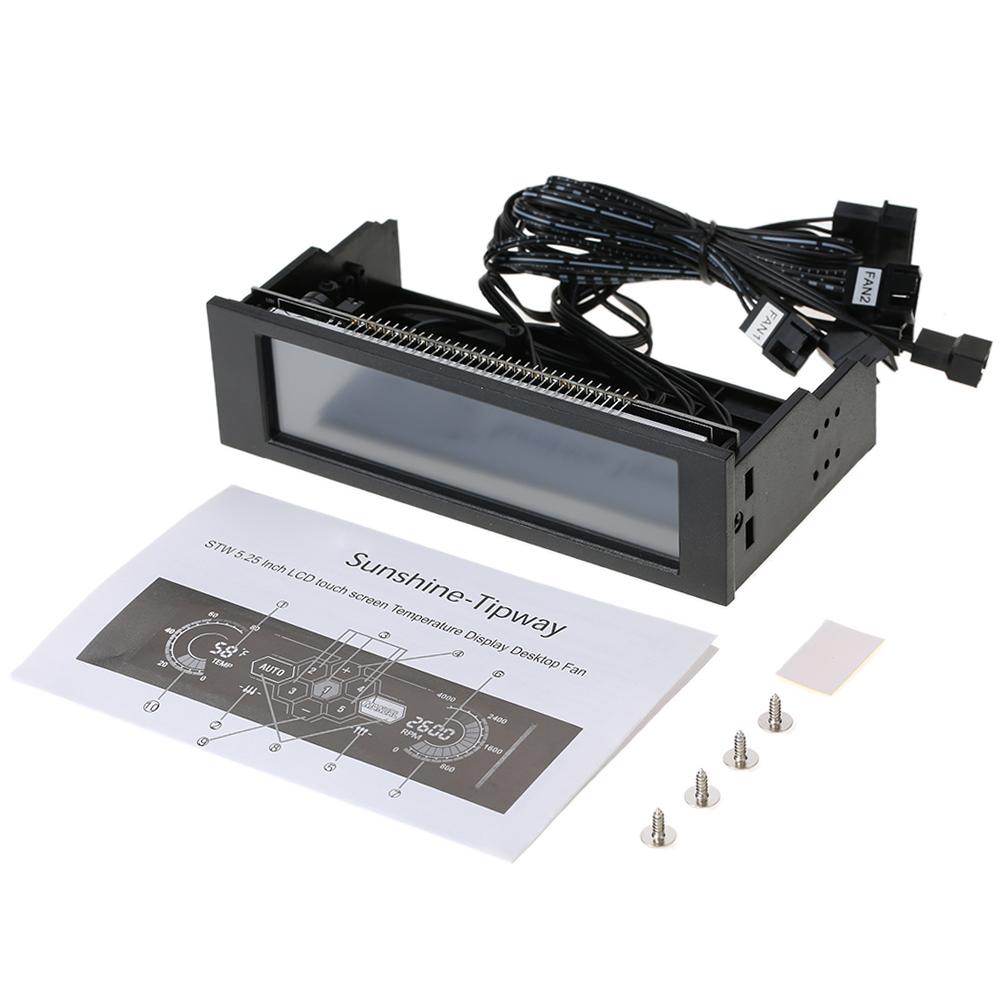 

5,25-дюймовый контроллер вентилятора с сенсорным экраном, поддержка 5-канального автоматического ручного управления, температурный монитор, дисплей скорости вращения вентилятора, управление вентилятором чёрный