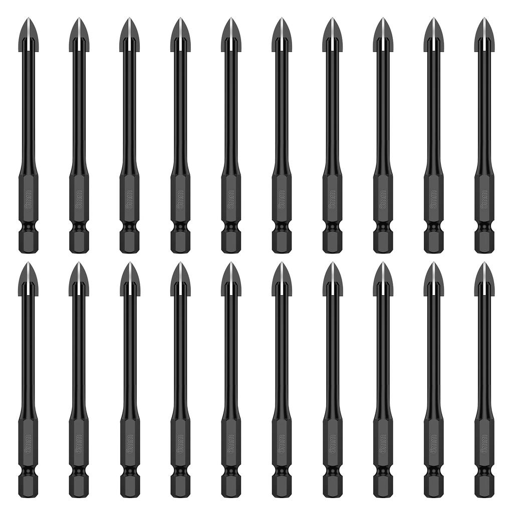 10/12/15Pcs 6mm Cross Hex Drill Bit Set For Tile Porcelain Glass Multifunction Tile Porcelain Drill Bit Kit Tool Carbide Drills