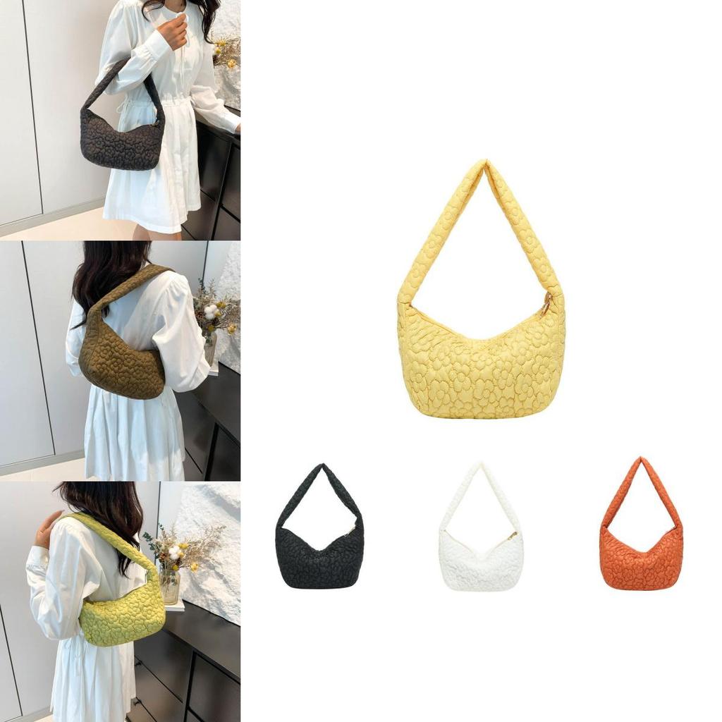 Charming Floral Ruched Tote Bag For Women 2024 Summer Sweet Versatile Shoulder Bag