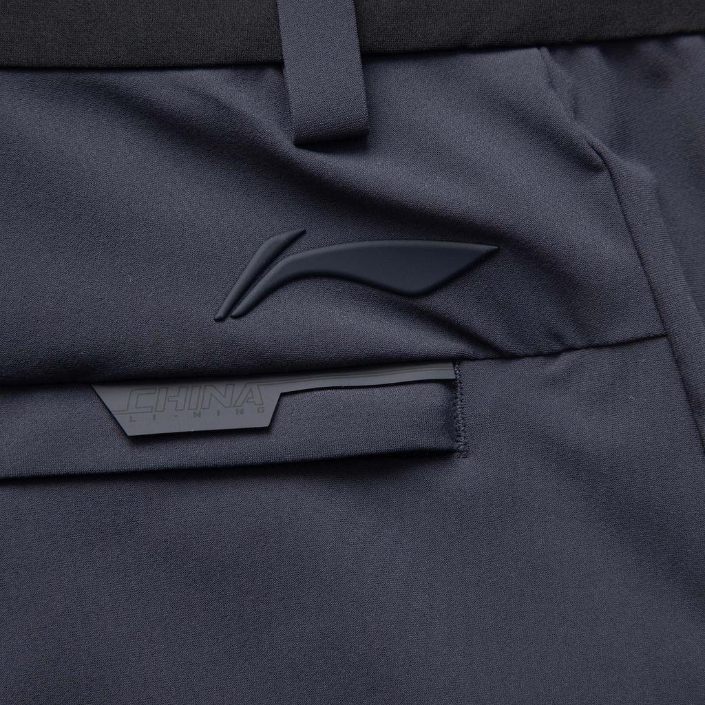 Li Ning Fitness Series Solid Color Mid Waist Breathable Versatile Straight Leg Casual Pants Men bottoms Navy-Blue AKYV147-1