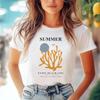 Summer Basic T-Shirt Beach Life Printed Fashion T-Shirt Casual Round Neck Short Sleeve Fashion Travel Women's Street T-Shirt