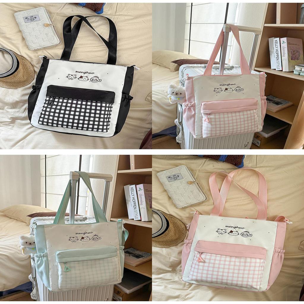 Cute Cat Pattern Crossbody Bag For Students With Embroidery And Zipper Closure