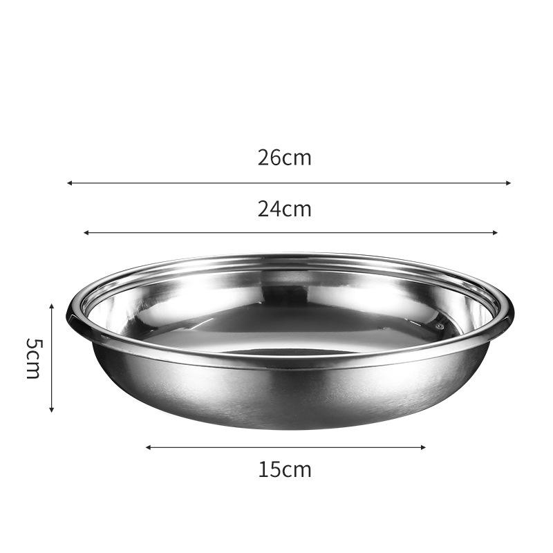 Korean Stainless Steel Round Storage Tray Western Food Serving Plate Dessert Cake Flat Dinners Dishes Kitchen Metal Tableware