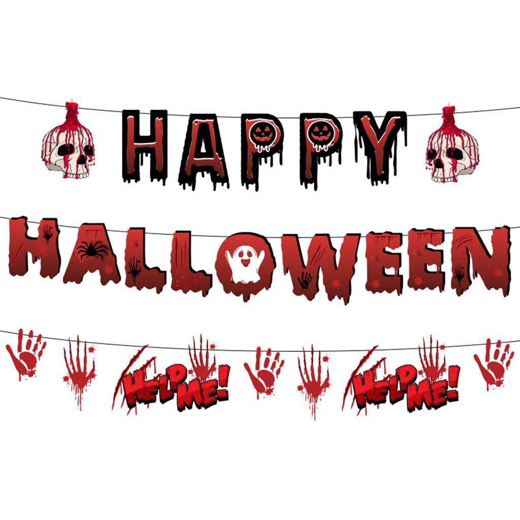 Halloween Horror Theme Party Birthday Party Decoration Blood Handprint Flag