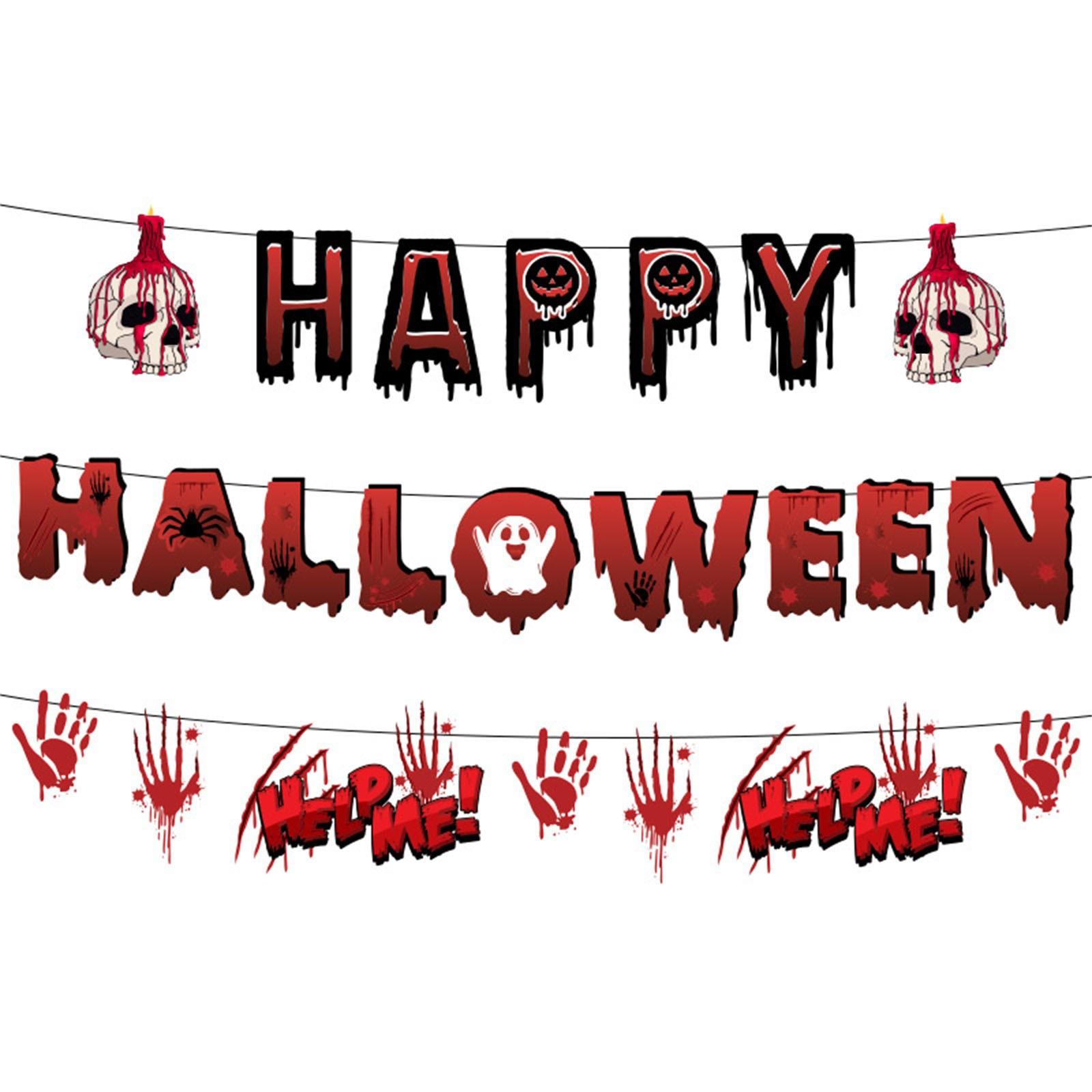 

Halloween Horror Theme Party Birthday Party Decoration Blood Handprint Flag One Size