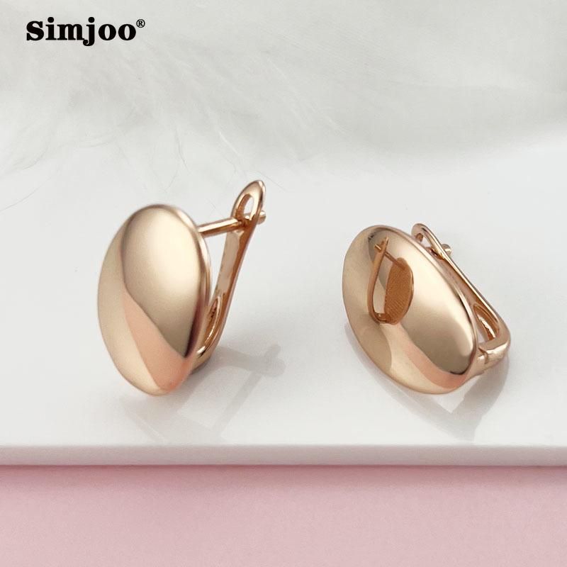 SIMJOO Rectangle Geometric Fashion Style Polished Rose Gold Color Earrings