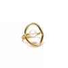 Meier European and american freshwater pearl ring - adjustable open design, ins style hollowed-out, unique finger ring jewelry