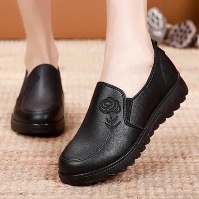 Mode Damen Loafer Schwarze Lederschuhe Rutschfeste Damen Vulkanisierte Schuhe Weiche Sohlen Arbeitsschuhe Bequeme Turnschuhe Zapatillas De Mujer