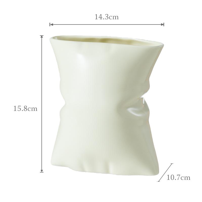 Elegant French Cream Ceramic Vase for Flowers, Light Luxury Home Decor Ornament