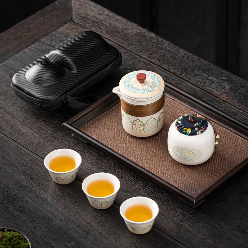 Ceramic Travel Tea Set with Tea Caddy