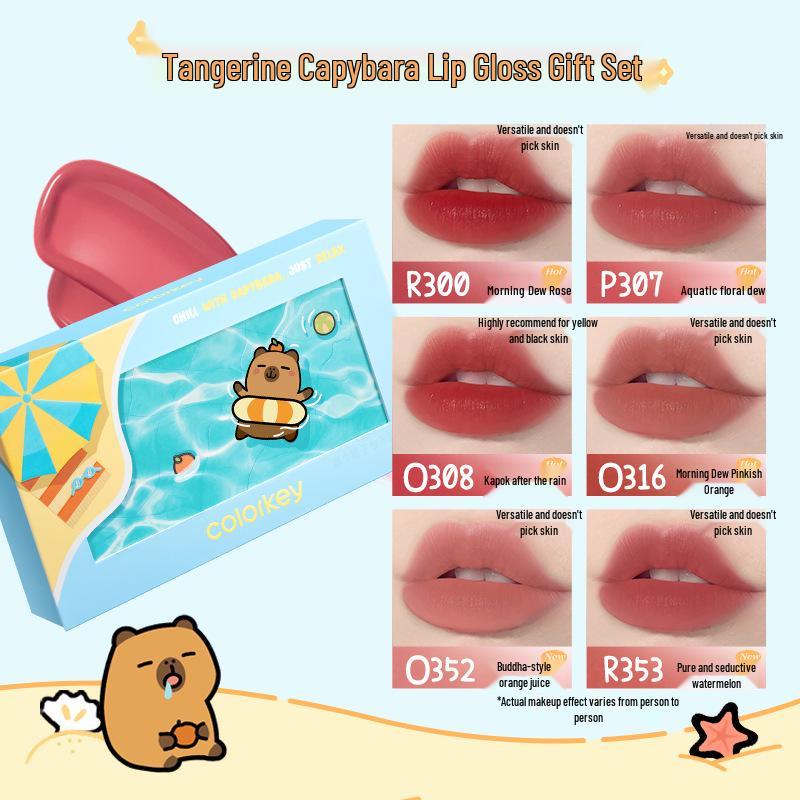 

Подарочный набор блеска для губ и теней для век Capybara Colorkey - Низкая насыщенность, нелипкий.