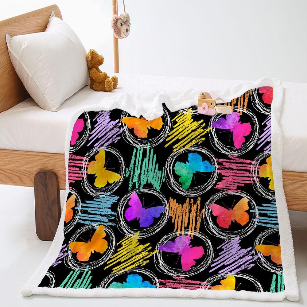 Blanket Butterfly Personality Digital Printing Lamb Fleece Crystal Fleece Blanket