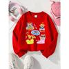 European Sizes Girls Soft Crewneck Sweatshirt Cute Animal Characters with Fun Accessories & Print, Casual All-Match, Ideal Holiday Present