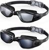 Aegend Swim Goggles 2-Pack No Leaking Anti-Fog UV Protection Mirrored Adult Men Women Wide View Outdoor