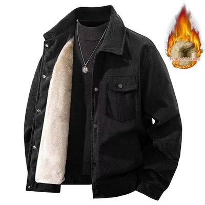 Men's Corduroy Lapel Jacket, 2025 Autumn/Winter, Retro American Style, Plus Velvet, Trendy Casual Workwear, Warm and Cozy.
