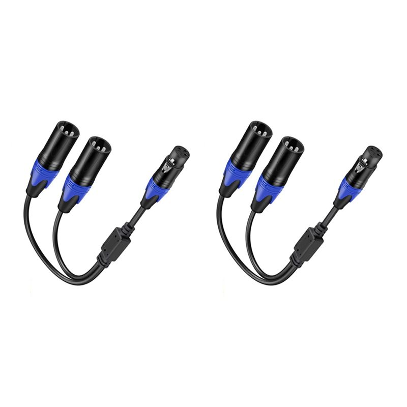 Easy Use XLR Splitter Cable, 1 XLR Female To 2 XLR Male Y Cable Balanced Microphone Splitter Cord Audio Adaptor 2Pack
