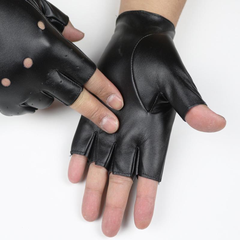 Men's Faux Leather Fingerless Gloves for Dance & Nightclub Performances