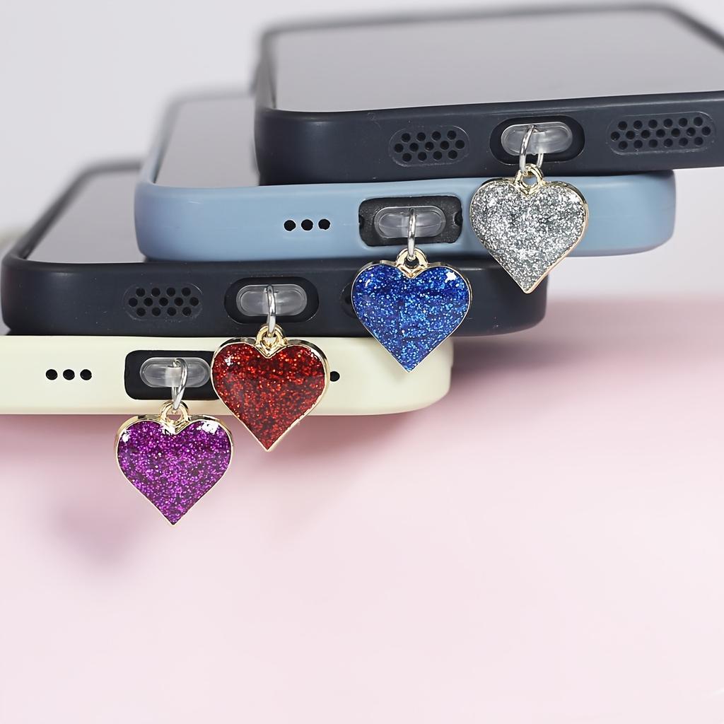 Deep Purple Heart Multi-color Flashing Starry Sky Phone Dustproof Plug Accessory - Valentine's Day Gift, Hanging Decoration