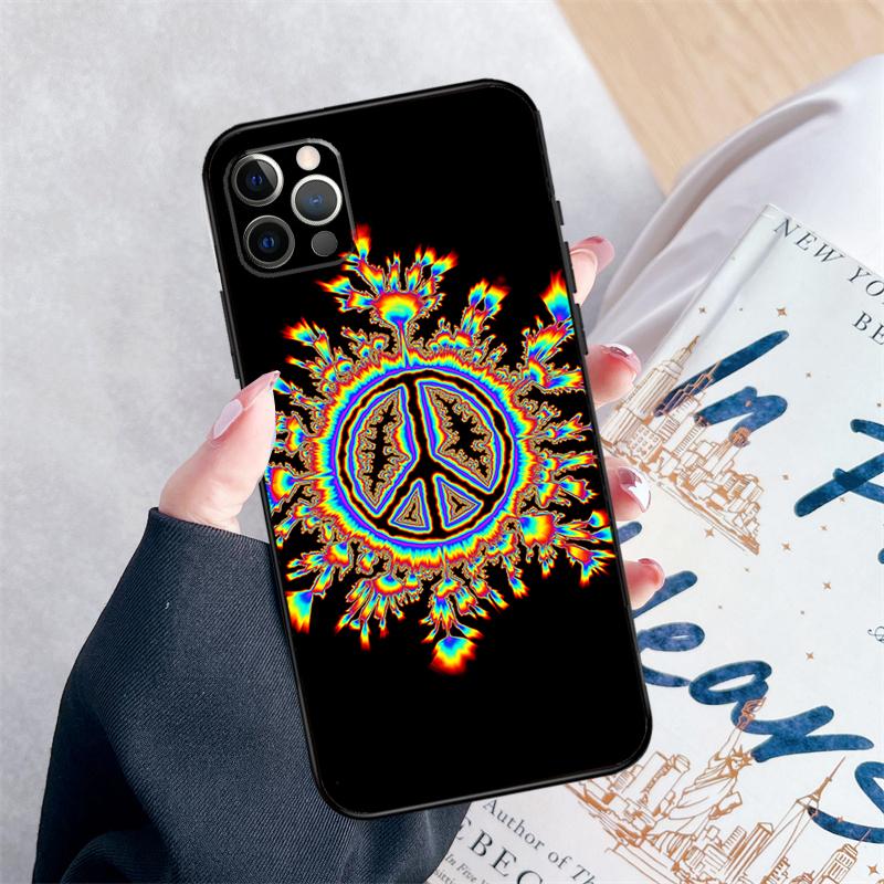 Psychedelic Art Peace Phone Case For iPhone 14 15 16 Pro Max 12 13 Mini 11 Pro Max XR 15 16 Plus 16e Cover Coque