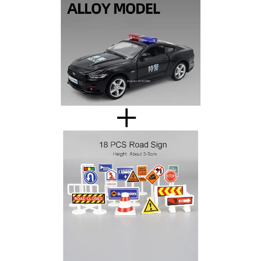 1:36 Scale BMW M5 Ford Mustang Volkswagen T-ROC Police Car Model Toy Alloy Diecast Doors Opened Vehicles for Models Boy's Gifts