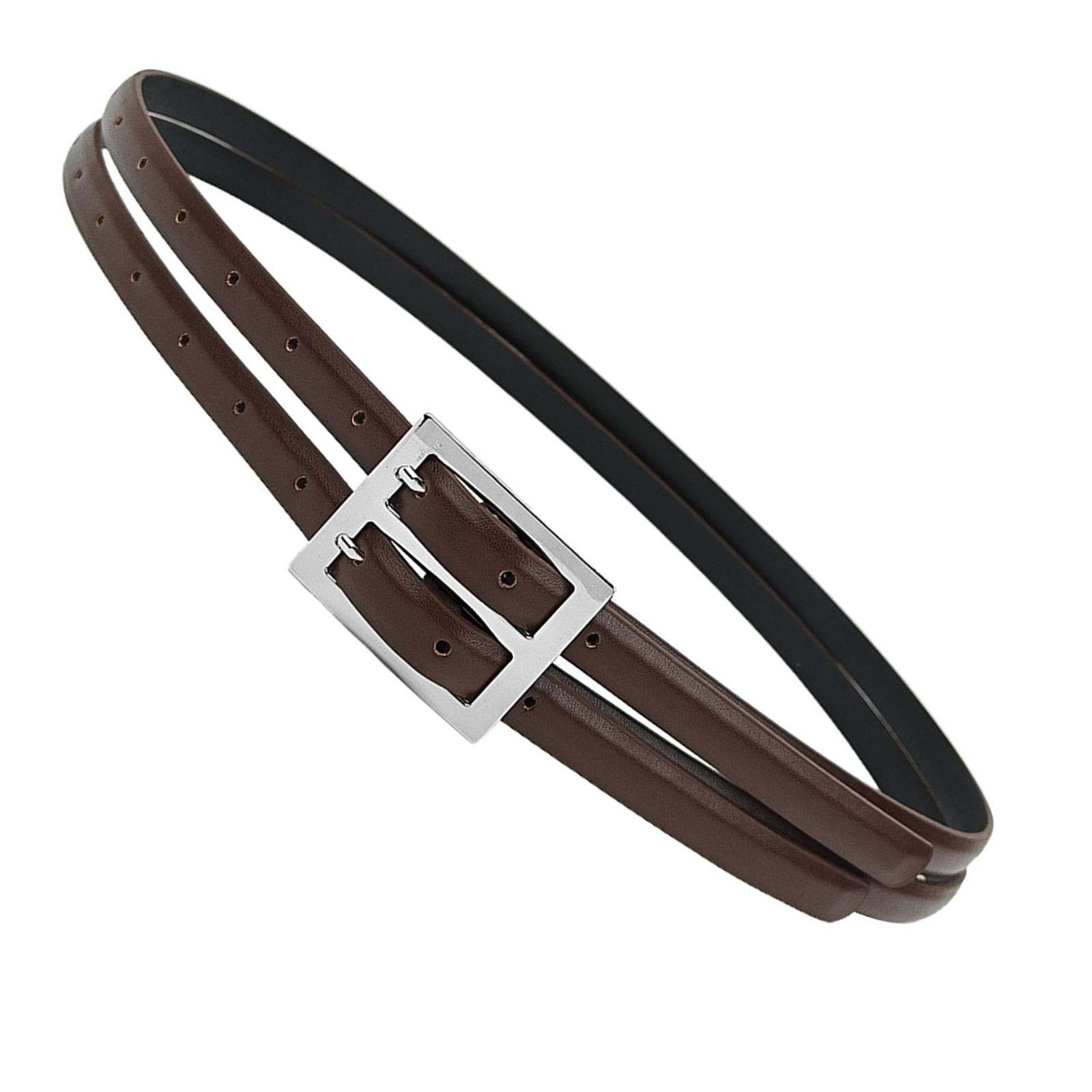

Черный ремень с двойной пряжкой, регулируемый эластичный пояс, повседневный женский пояс для офиса или повседневной носки кофейный