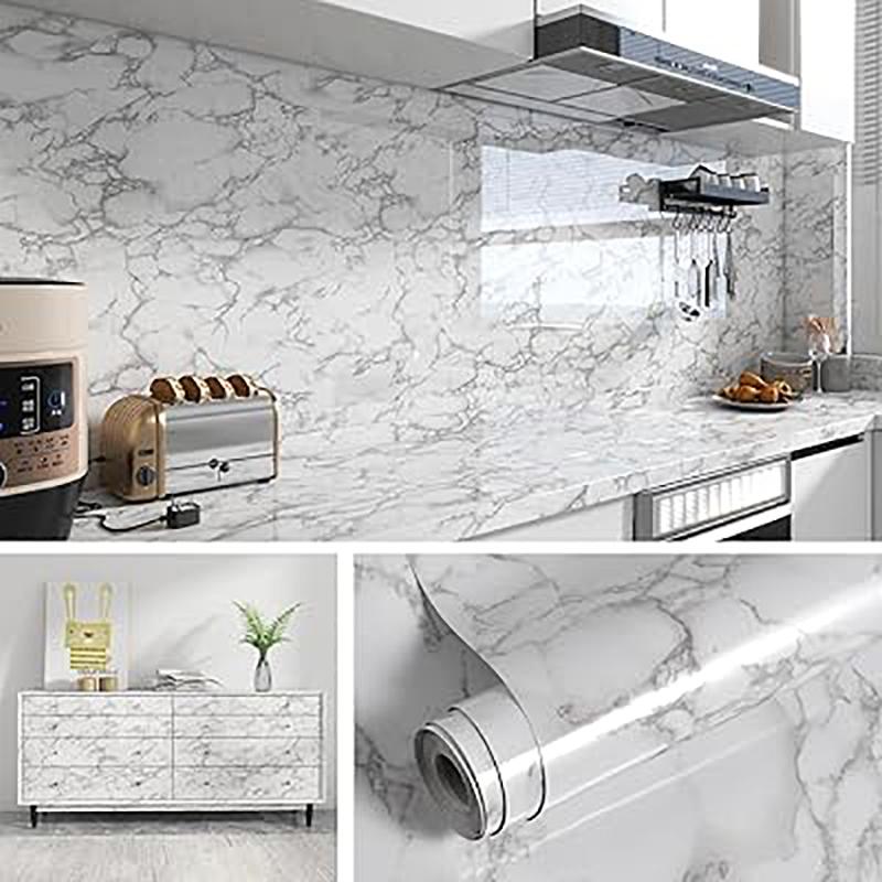 40cm Marble Waterproof Oil Proof Mildew Proof PVC Self-adhesive Wall Sticker Kitchen Cabinet Countertop Wallpaper