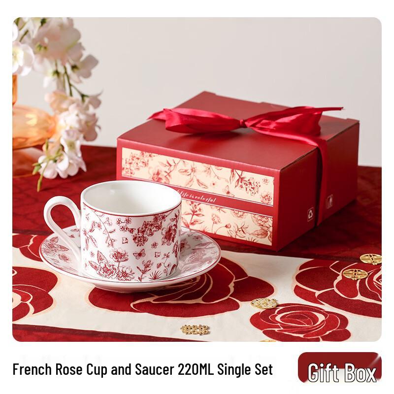 

OLOEY French Rose Ceramic Mug and Saucer Gift Set