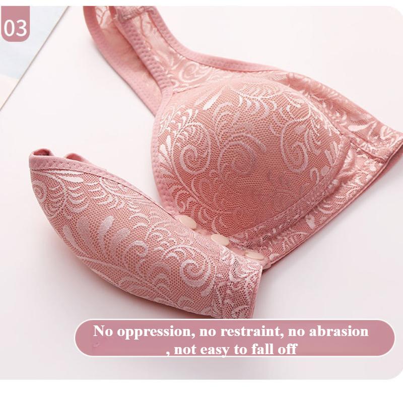 Middle Aged and Elderly Mothers' Sexy Front Opening Underwear Without Steel Rings, Large Size Gathered Anti Sagging Bra, Vest Style Bra