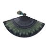 Folding Fan Black Bones Beautiful Peacock Pattern Antique Bamboo Hand Fan for Performance Clothes Decoration Gift