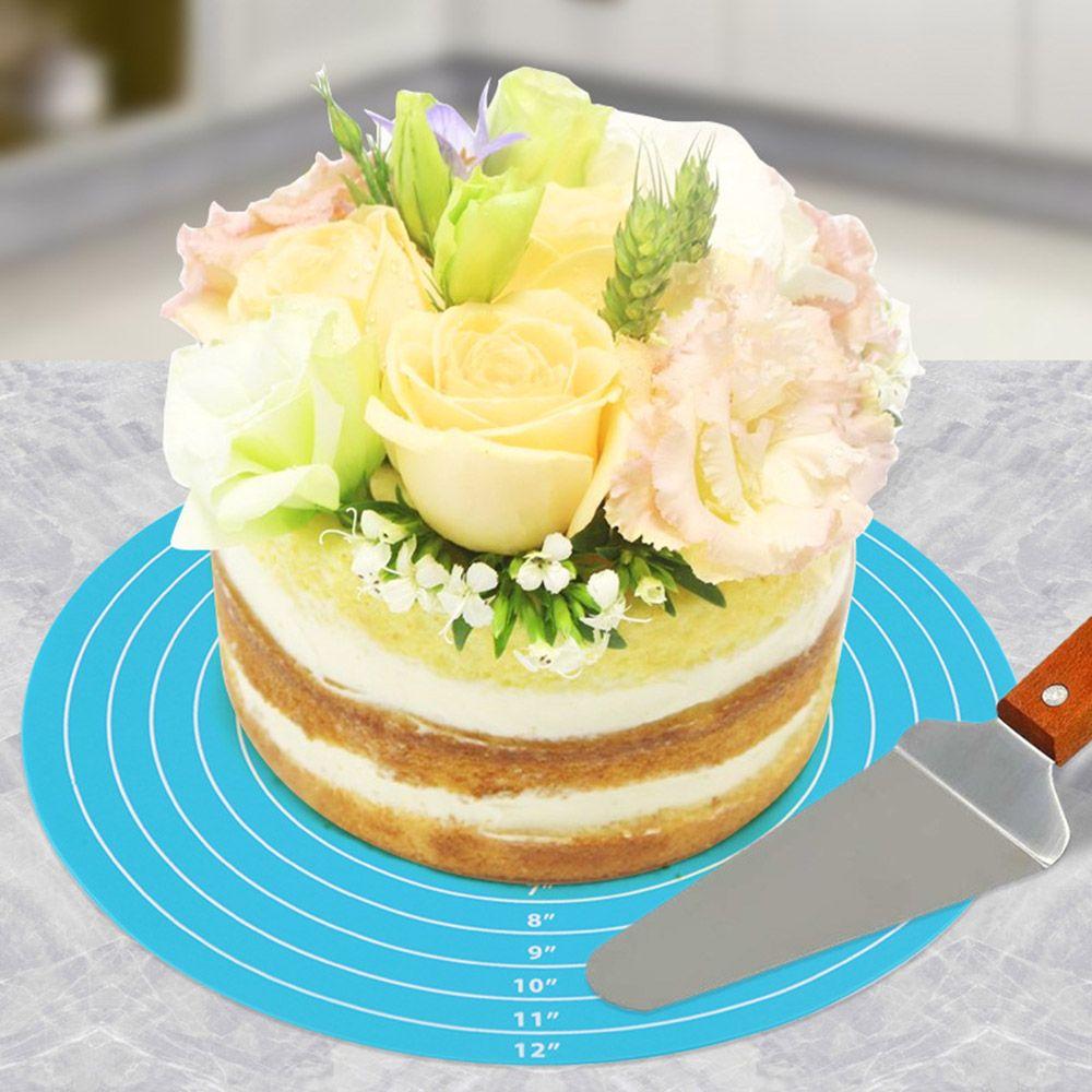 Resistant Dough Fondant Rolling Mat with Size Scale 12inch Cake Turntable Pad Silicone Baking Mat