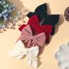 Alloy Safe Hair Accessory Kids Gift 2PCS Set Girl Favorite Cute Bow Hair Clip Diamond Embellished Velvet Solid Color Bow