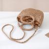 New paper rope fashionable versatile portable crossbody small round bucket hand-woven shoulder women's bag woven bag
