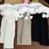 1pair Winter Warm Knitted Socks Lolita Warm Leg Knitted Socks Wool Ball Knitted Foot Covers Leg Warmers with Balls for Women