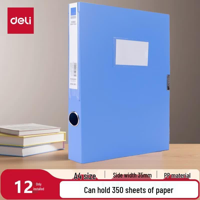 Deli 35mm A4 Velcro Plastic Document File Box (12 Pack)