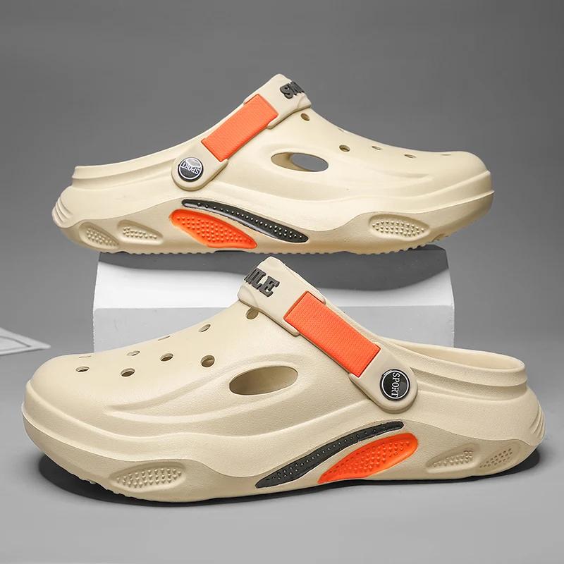 2025 Sommer Herren Hausschuhe Leichte EVA Herren Freizeitschuhe Lochschuhe Outdoor Garten Clogs Männliche Strand Flache Pantoletten