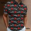 Trendy short-sleeve polo with love & heart prints, casual everyday wear.
