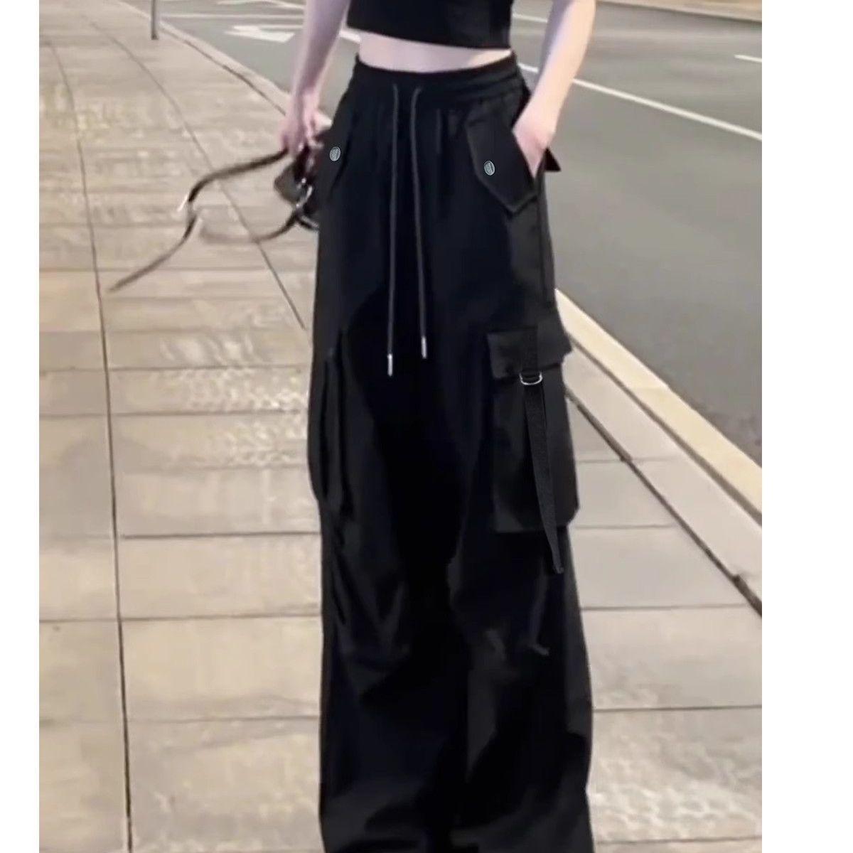 

Женские черные ретро брюки карго, маленького размера, широкие, свободного кроя, идеально подходят для походов, универсальны для весны, осени и зимы 2025. Default Size