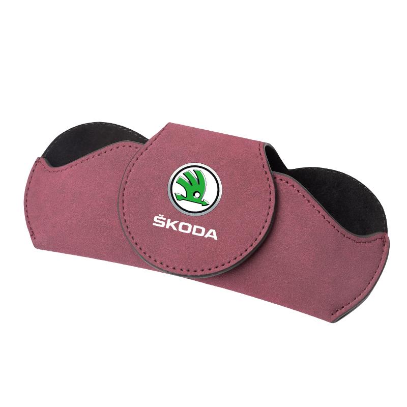 Car Suede Glasses Box Case Sun Visor Sunglasses Clip For Skoda Octavia Kodiaq Enyaq iV Kamiq Scala Superb Fabia Rapid Karoq Yeti
