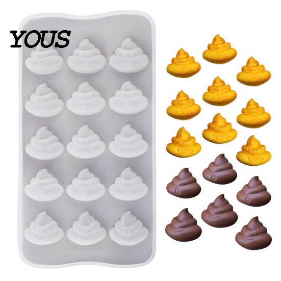 Silicone Molds for Cake Toppers Funny Poop Chocolate Mold, 15 Cavity Baking Tray, Non-stick Heat DIY Fondant Decorating Tools Resistant Dessert