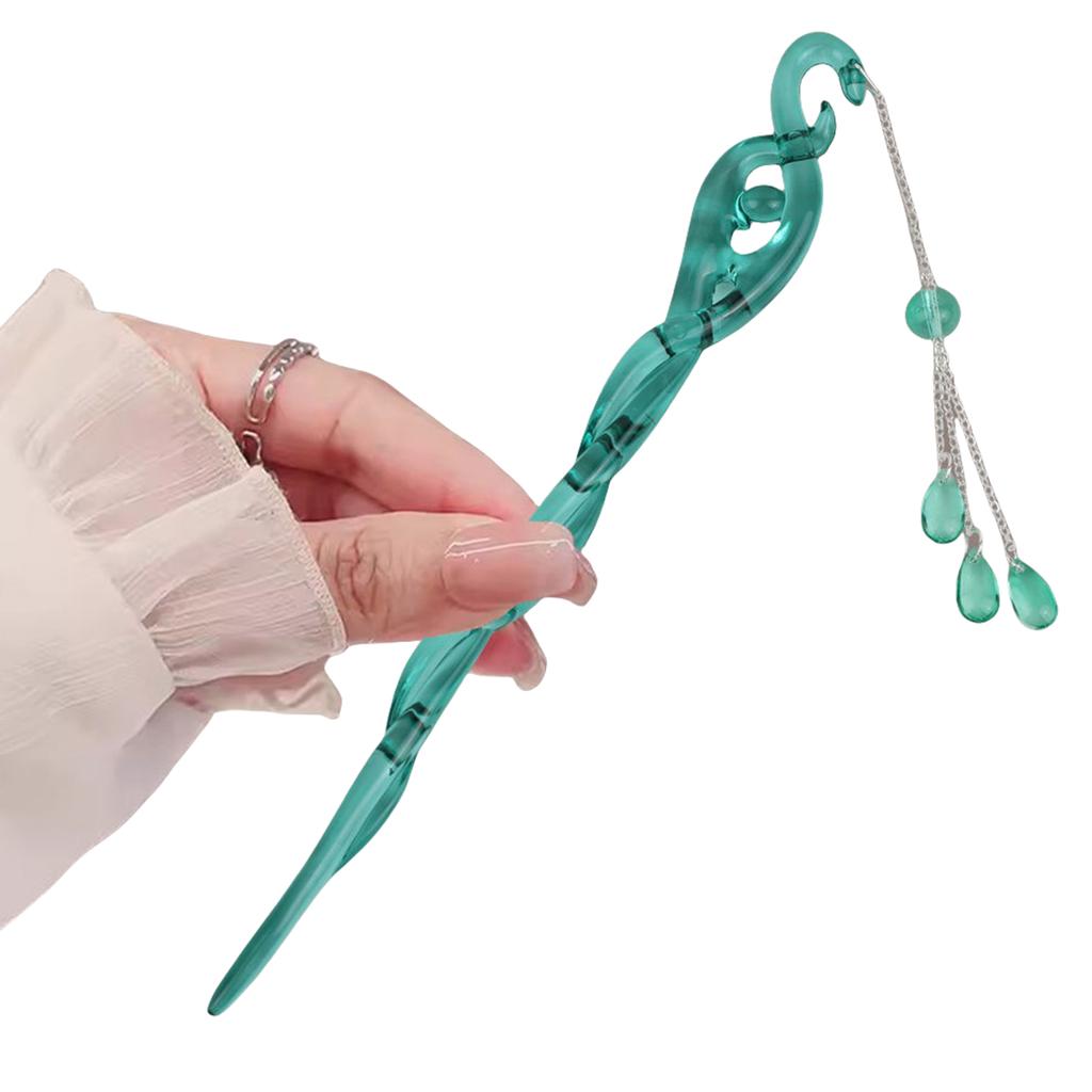 Tassels Hairpin for Women Vintage Dangling Hair Stick Combs and Sticks Nonslip Acrylic Hair Pin for Traditional Costume