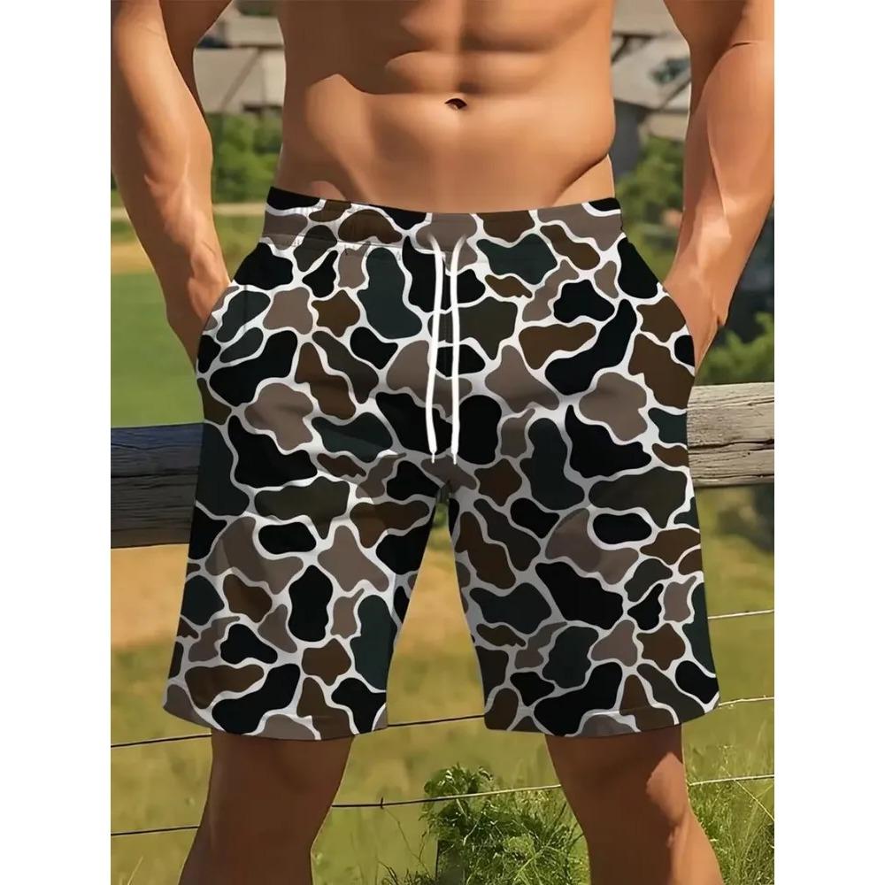 Modische Bequeme Übergröße Kordelzug Locker 3D Shorts Herren Kreativ Bunt Gestreift Sommer Freizeit Urlaub Cool Täglich Vielseitige Shorts