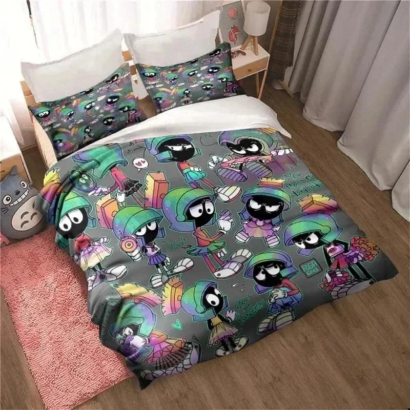 3D Print Game Marvin The Martian Cartoon Bed Set Duvet Cover Pillowcase Bedding Set Linen Sheet Quilt Cover Full Queen King Size